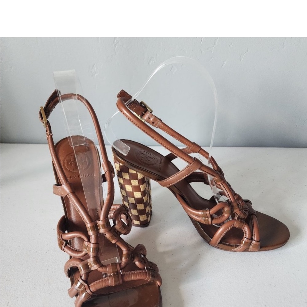 Tory Burch sz 8 1/2 Chic Brown Strappy Heels Excellent condition - Picture 5 of 7